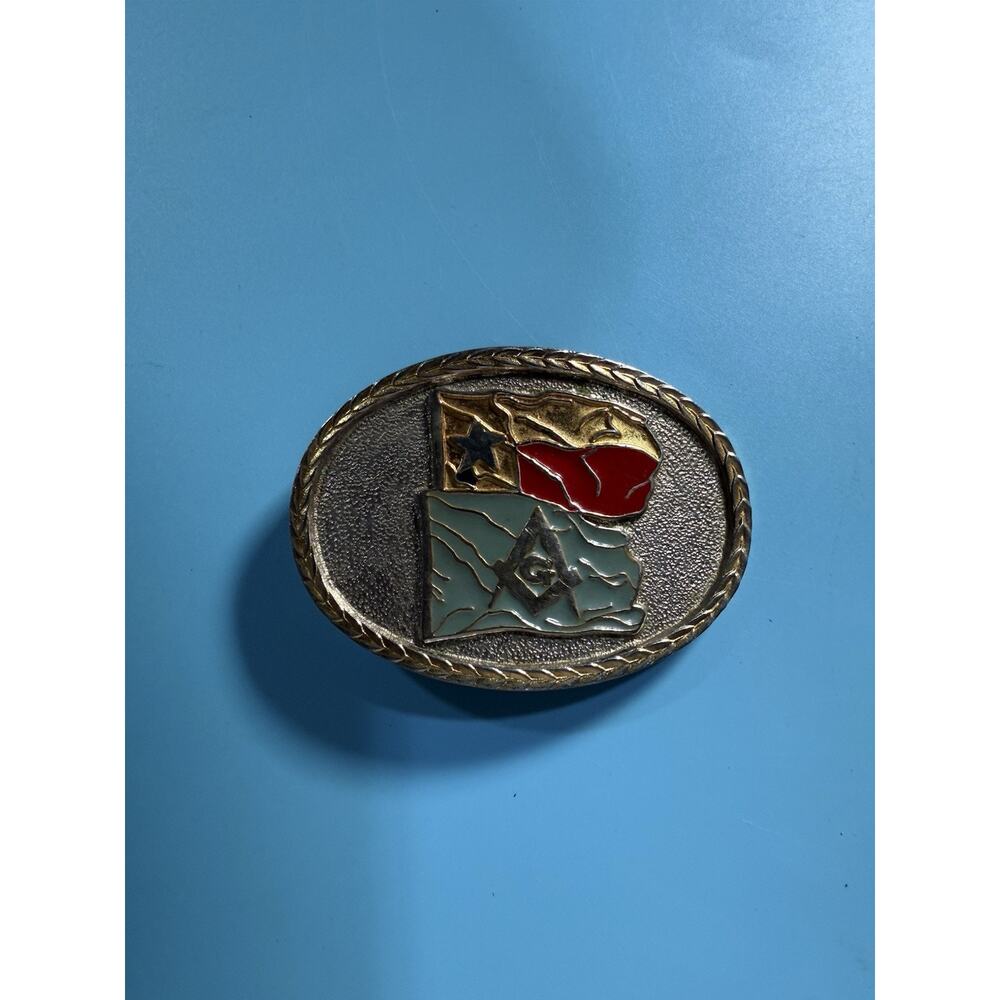 Texas freemason 50 year pearl Harbor belt buckle TL&B